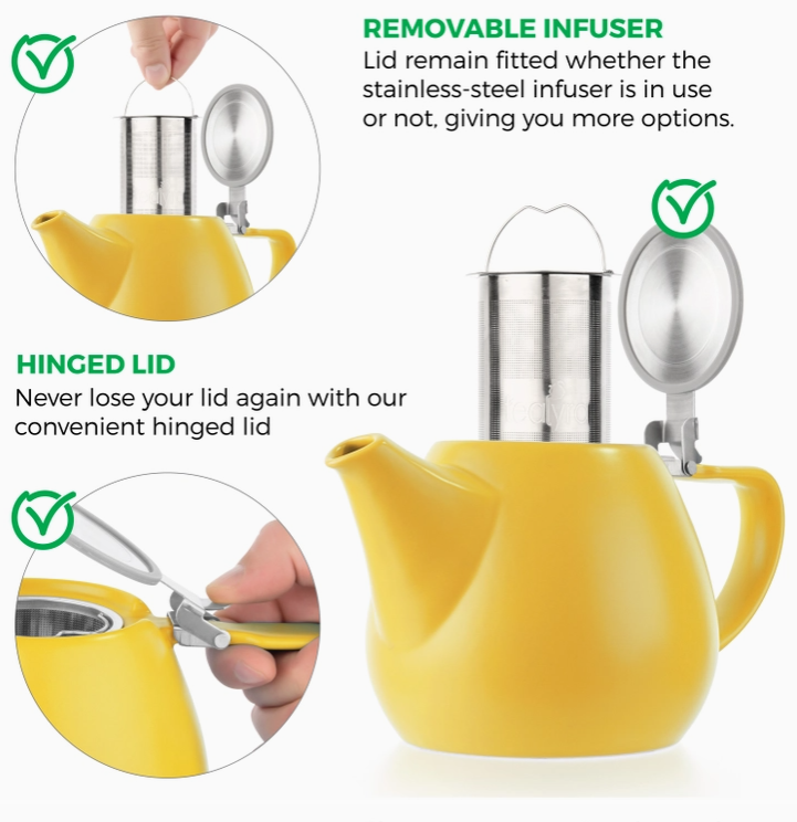 Yellow Porcelain Teapot with Infuser, 34 oz