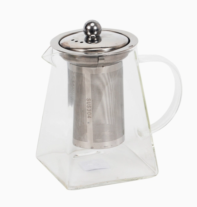 25oz 6"H Square Glass Tea Pot