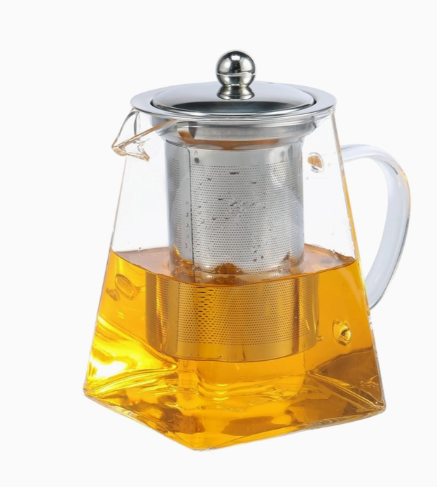 25oz 6"H Square Glass Tea Pot